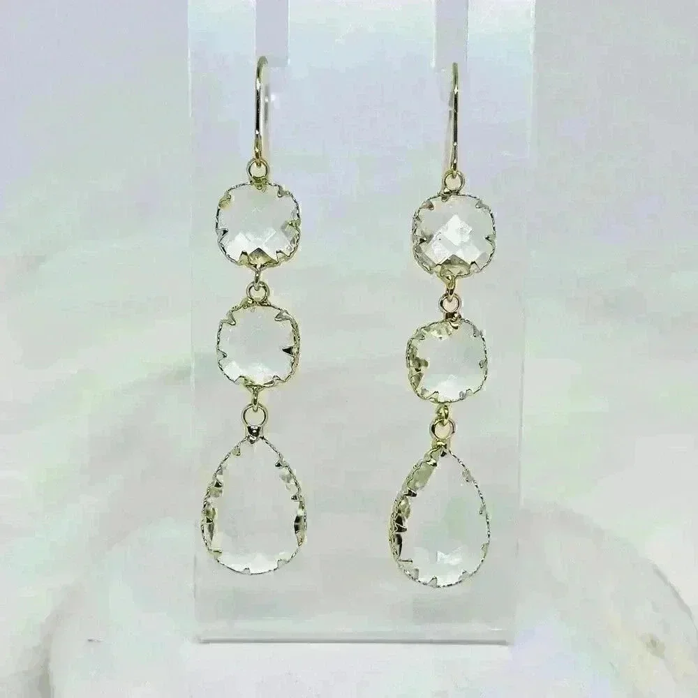 Crystal Clear Dangling Bezel Earrings